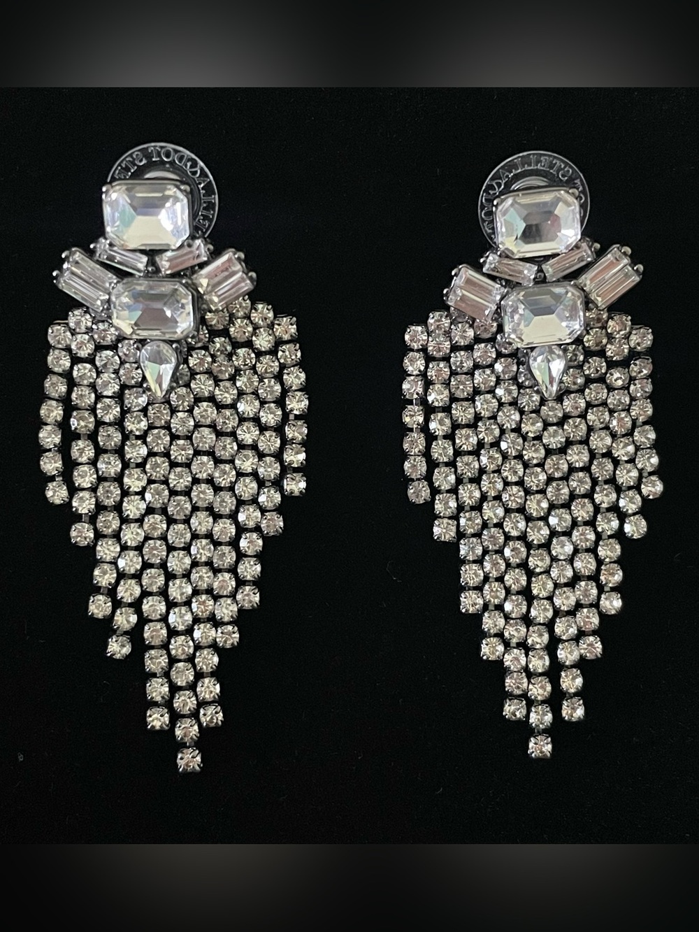Stella & Dot | 2-in-1 Gunmetal Crystal Chandelier Earrings